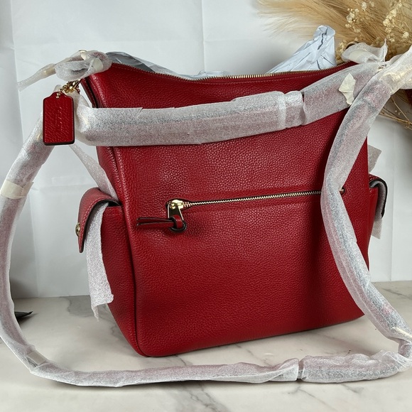 Coach Pennie Vibrant Red Leather Hobo Hand Shoulder Large Bag NWT - Picture 10 of 14